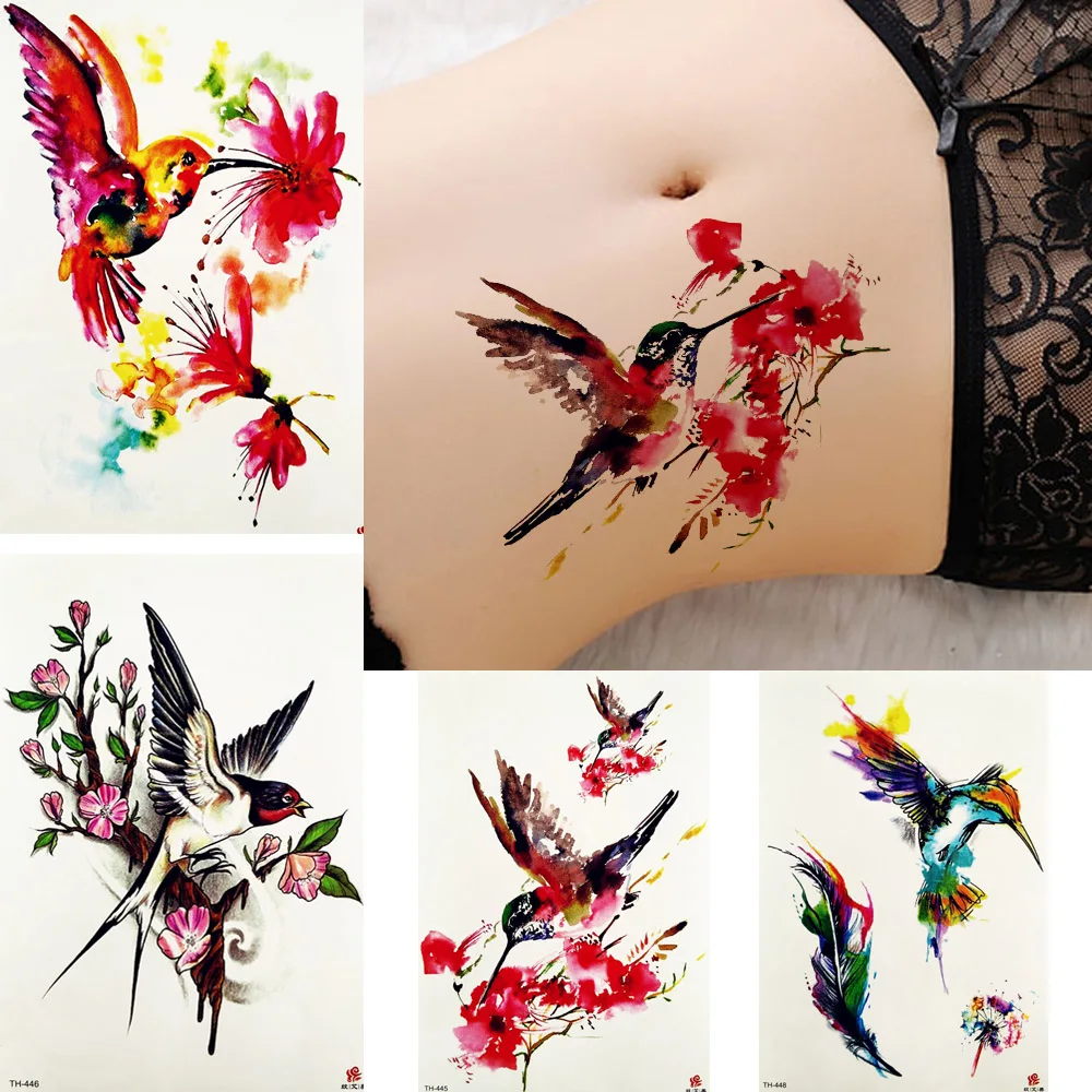 Inspired Watercolor Tattoo Stickers Women Body Arm Flying Hummingbird Tattoos Temporary Girls Flower Swallow Branch Tatoos Art
Inspired Watercolor Tattoo Stickers Women Body Arm Flying Hummingbird Tattoos Temporary Girls Flower Swallow Branch Tatoos Art
