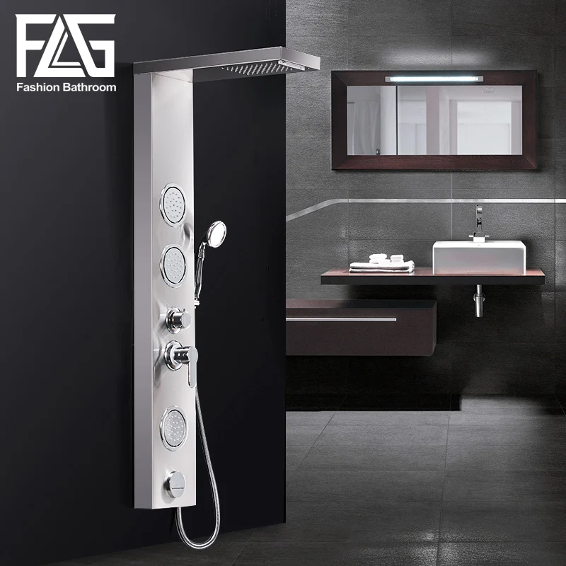 FLG Bathroom Shower Panel Wall Mounted Massage System Faucet with Jets Hand Shower Rain Waterfall Shower Panel LY112-01S
FLG Bathroom Shower Panel Wall Mounted Massage System Faucet with Jets Hand Shower Rain Waterfall Shower Panel LY112-01S