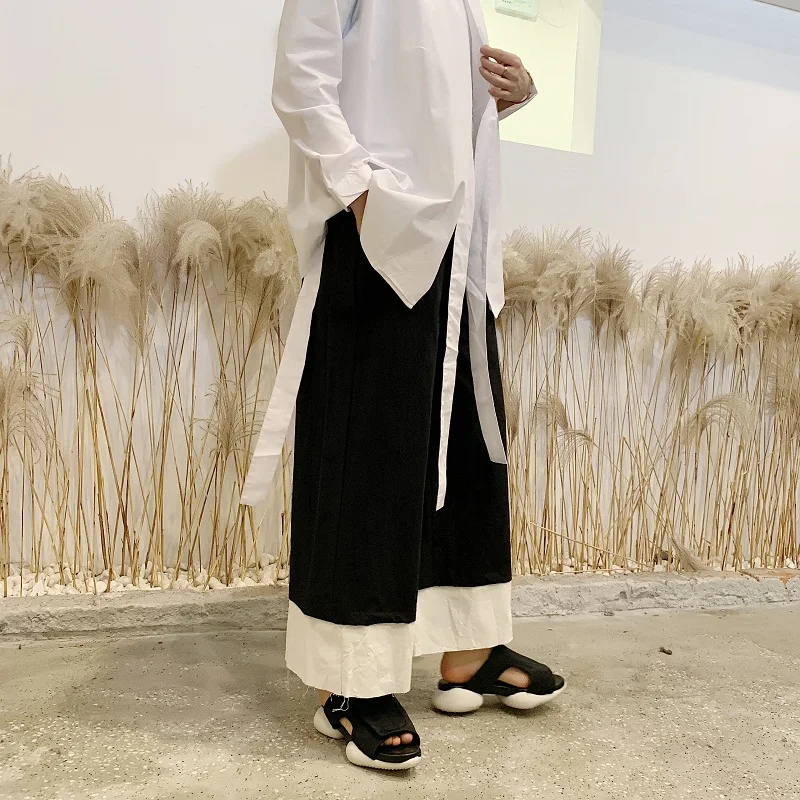 M-XL!!Summer black and white stitching contrast color edging cotton trousers tide brand alternative loose wide leg pants.
M-XL!!Summer black and white stitching contrast color edging cotton trousers tide brand alternative loose wide leg pants.