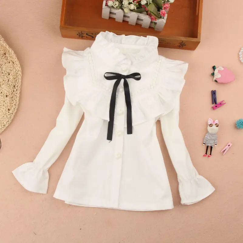 Girl's Shirt Long-sleeved 100% Cotton Blouse 2018 new Children's Mandarin Collar White shirt Child Flounce Shirt for 2-14 T Red
Girl's Shirt Long-sleeved 100% Cotton Blouse 2018 new Children's Mandarin Collar White shirt Child Flounce Shirt for 2-14 T Red