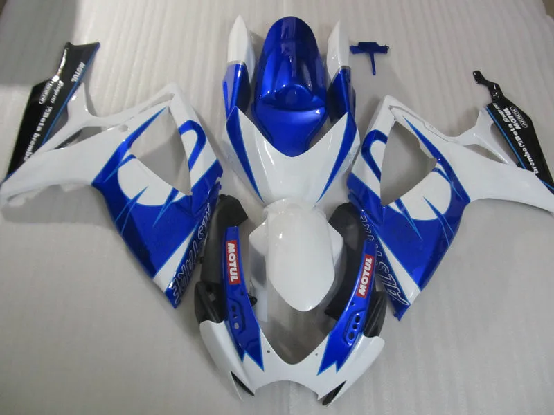 Комплект обтекателей под давлением для GSXR600 750 K6 06 07 GSXR 600 GSXR750 2006 2007 ABS Whtie синий