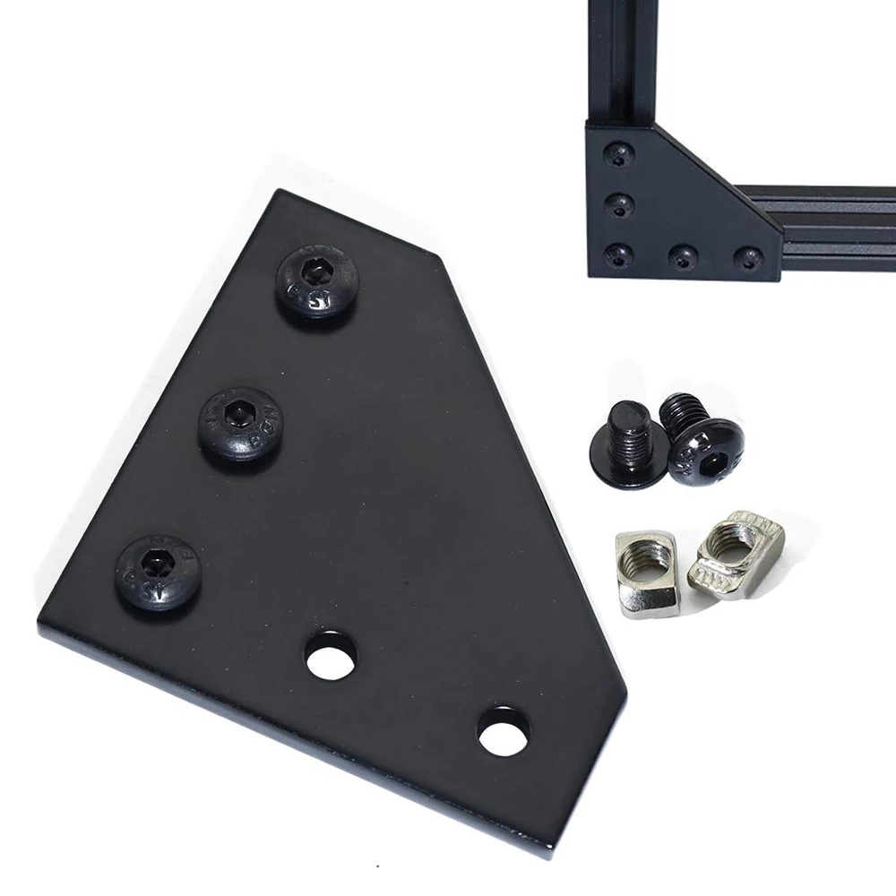 2020 Series Black 90 Degree L Shape Outside Joining Plate Kits with T Nuts and Round Head Hex Screws
2020 Series Black 90 Degree L Shape Outside Joining Plate Kits with T Nuts and Round Head Hex Screws
