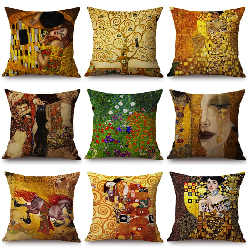 2018 New Gustav Klimt Painting Cushion Cover Gold Pattern Print Pillow Case Linen Cotton Throw Pillow Cover Decorative For Home
2018 New Gustav Klimt Painting Cushion Cover Gold Pattern Print Pillow Case Linen Cotton Throw Pillow Cover Decorative For Home