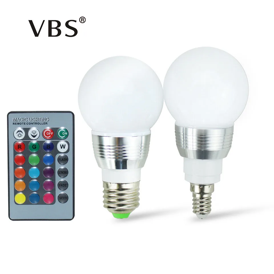 Высокое качество E27 E14 3 Вт RGB LED 16 Цвет изменение свете свечи лампы Spotlight AC85 265V с