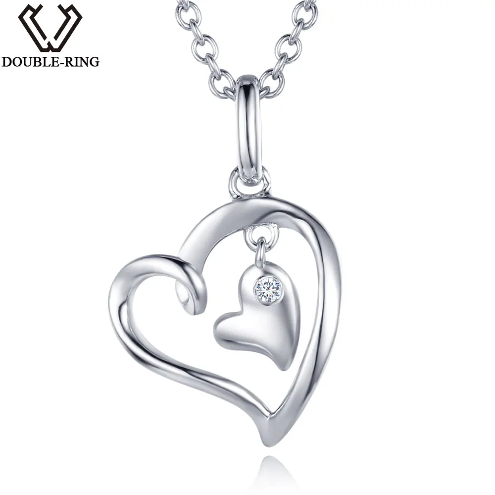 DOUBLE-R 0.02ct Real Diamond Pendants Women 925 Sterling Silver Necklaces Heart Diamond Jewelry Valentine's Gift With Chain
DOUBLE-R 0.02ct Real Diamond Pendants Women 925 Sterling Silver Necklaces Heart Diamond Jewelry Valentine's Gift With Chain