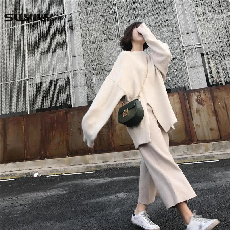 SWYIVY Women Sets Sweaters+pants Two Pieces 2018 Autumn Winter New Female Long Sweater With Wide Leg Pant Loose White Woman Sets
SWYIVY Women Sets Sweaters+pants Two Pieces 2018 Autumn Winter New Female Long Sweater With Wide Leg Pant Loose White Woman Sets