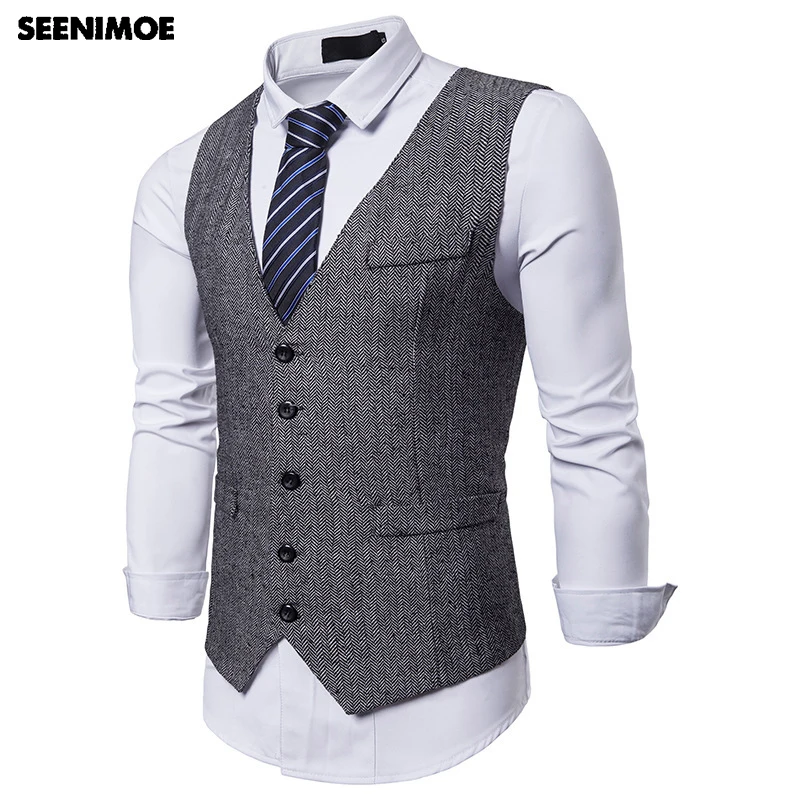 Seenimoe 2019 мужские жилеты с деловым блейзером Однобортный праздничный костюм