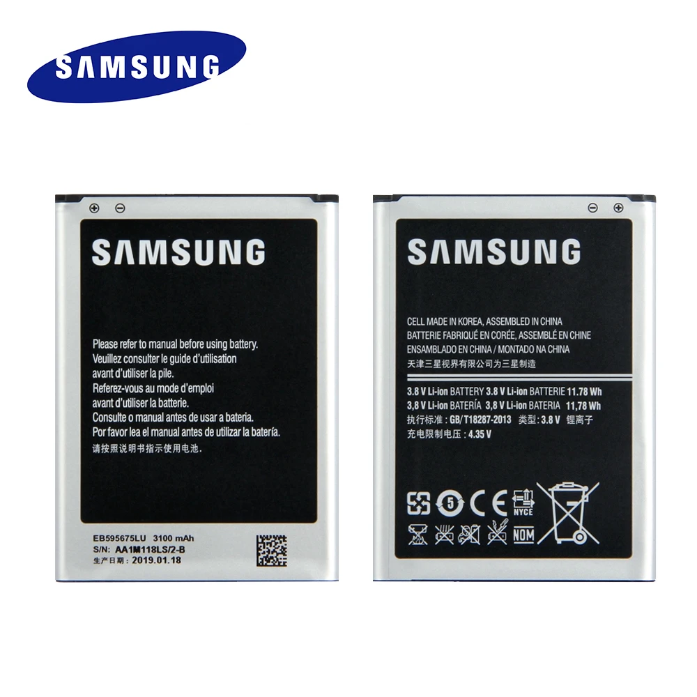 100% Original Samsung Battery EB595675LU EB595675LA For Galaxy Note 2 E250 LTE N7105 N7102 T889 batteria 3100mAh+tracking no
100% Original Samsung Battery EB595675LU EB595675LA For Galaxy Note 2 E250 LTE N7105 N7102 T889 batteria 3100mAh+tracking no