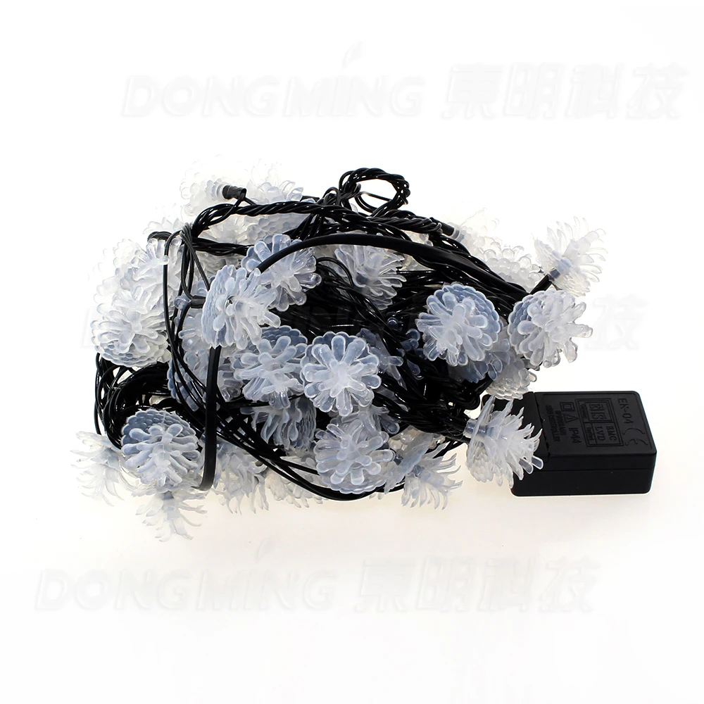 

10m 80 leds PineCone Shape christms tree lights black wire AC 110V 220V led fairy Light for outdoor string light with tail plug