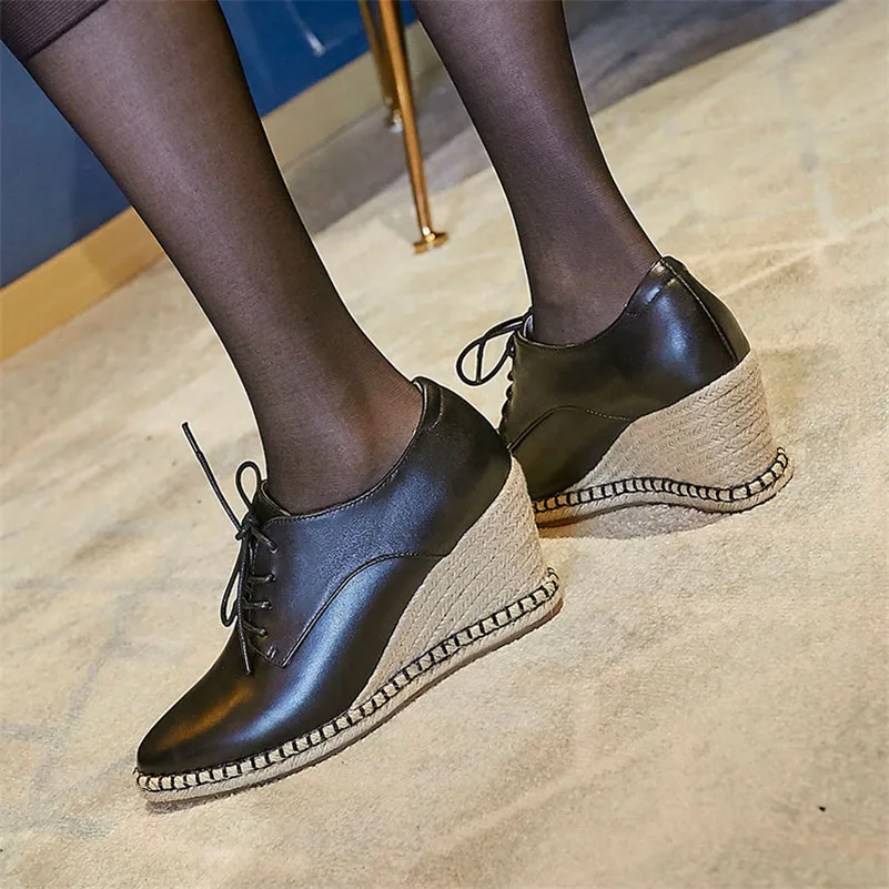Meotina High Heels Women Pumps Natural Genuine Leather Wedge High Heel Shoes Espadrille Pointed Toe Shoes Ladies Fall Size 34-39
Meotina High Heels Women Pumps Natural Genuine Leather Wedge High Heel Shoes Espadrille Pointed Toe Shoes Ladies Fall Size 34-39