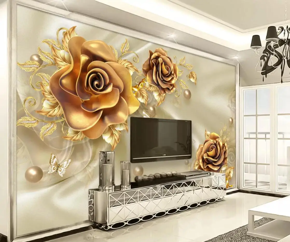 European Gold Flower Mural Wallpaper 3D Photo Wallpapers for Sitting Room TV Background Floral Wall Paper Roll Custom
European Gold Flower Mural Wallpaper 3D Photo Wallpapers for Sitting Room TV Background Floral Wall Paper Roll Custom
