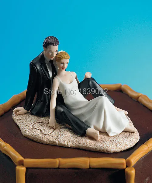 Прекрасный пляж тема свадьбы пара смолы топперы для торта свадебный торт