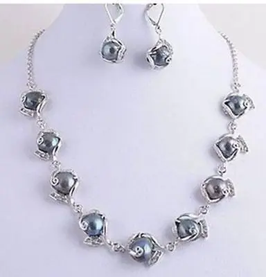 QW16 NEW Genuine Jewelry Weird Black Pearl Necklace Earring Set AAA style 100% Natural jade Noble Fine jewe
QW16 NEW Genuine Jewelry Weird Black Pearl Necklace Earring Set AAA style 100% Natural jade Noble Fine jewe