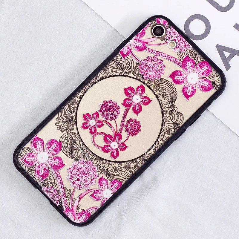 3D flower Lace case for iphone 7 plus/iphone 8 plus fundas carcasa floral printed plastic back cover coque hoesje kryt tok etui | Мобильные