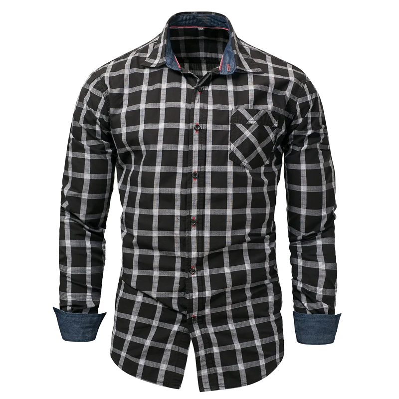 Men's Shirt Brand Male Long Sleeve Red Plais Cotton Shirt Casual Red Black Plaid Slim Git Black Dress Shirts Camisa Masculina
Men's Shirt Brand Male Long Sleeve Red Plais Cotton Shirt Casual Red Black Plaid Slim Git Black Dress Shirts Camisa Masculina