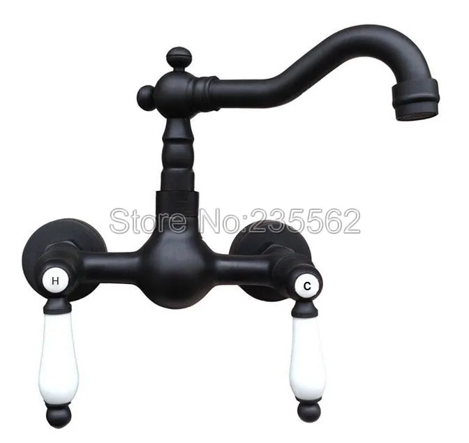 Wall Mounted Black Oil Rubbed Brass Bathroom Basin Mixer Tap Kitchen Sink Faucet W/ Dual Ceramic Handle Mixer Taps lnf522
Wall Mounted Black Oil Rubbed Brass Bathroom Basin Mixer Tap Kitchen Sink Faucet W/ Dual Ceramic Handle Mixer Taps lnf522