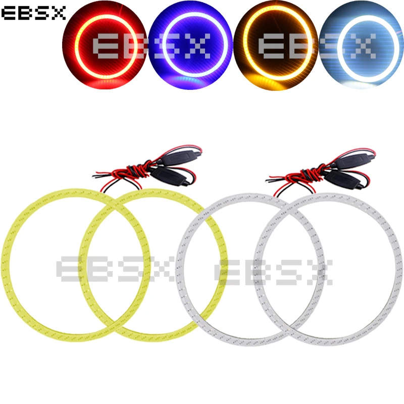 EBSX 1 пара Автомобиль гало кольца COB 60 мм 70 80 90 100 110 120 Ангельские глазки 12V/24V DC белый