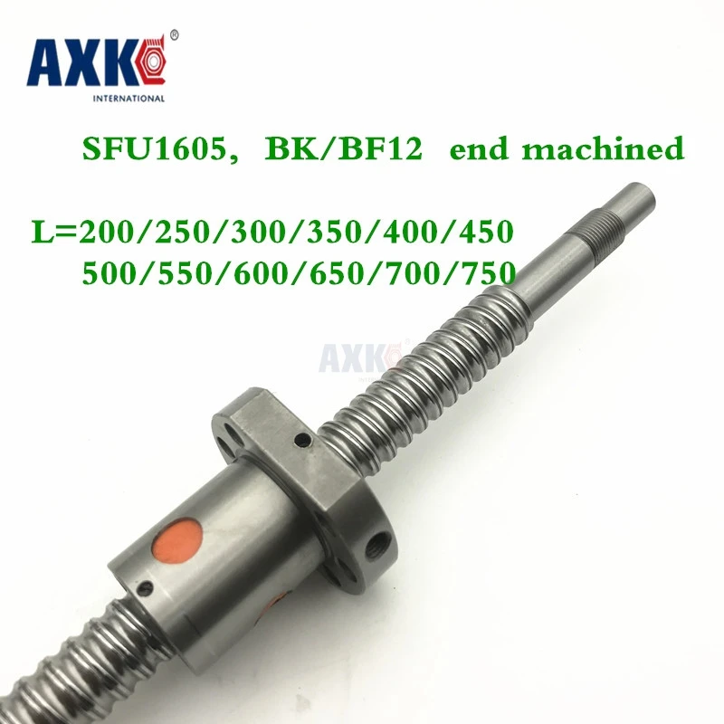 SFU1605 200 250 300 350 400 450 500 550 600 650 700 750 mm ball screw with flange single ball nut BK/BF12 end machined CNC parts
SFU1605 200 250 300 350 400 450 500 550 600 650 700 750 mm ball screw with flange single ball nut BK/BF12 end machined CNC parts