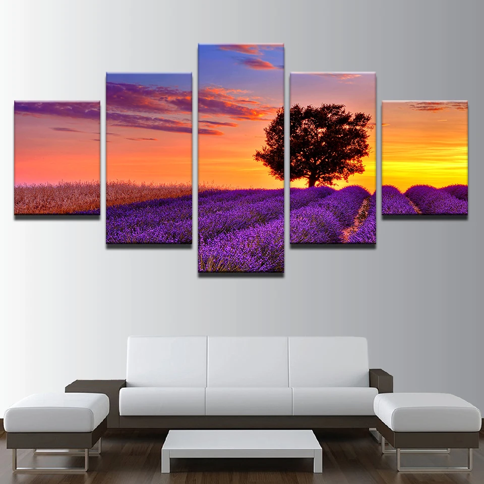 Canvas Prints Paintings Living Room Wall Art Framework 5 Pieces Purple Lavender Field Tree Sunset Landscape Pictures Home Decor
Canvas Prints Paintings Living Room Wall Art Framework 5 Pieces Purple Lavender Field Tree Sunset Landscape Pictures Home Decor