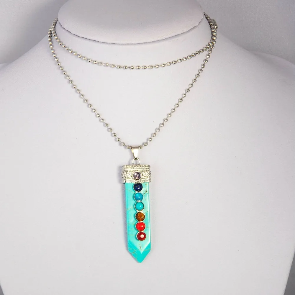 New Natural stone Reiki Necklace 7 Chakra Gem Sword Pendant Quartz jewelry Wholesale
New Natural stone Reiki Necklace 7 Chakra Gem Sword Pendant Quartz jewelry Wholesale