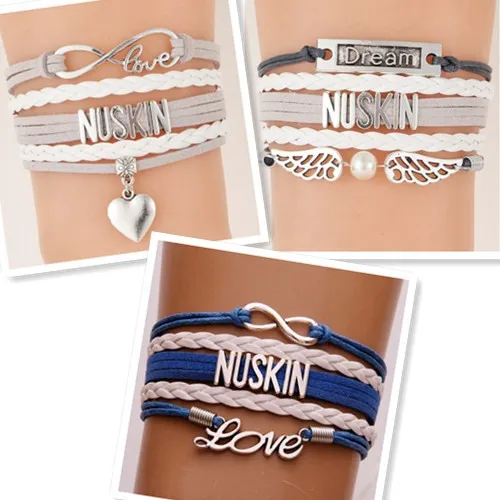 (10 шт./лот) Infinity Love NUSKIN Подвеска для браслета в форме сердца серый Withe Многослойные