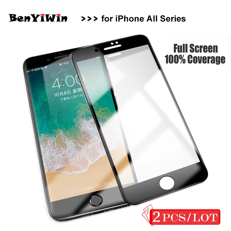 Защитная пленка для экрана из закаленного стекла iPhone 11 X XR XS Pro MAX 6 6S 7 8 Plus с защитой