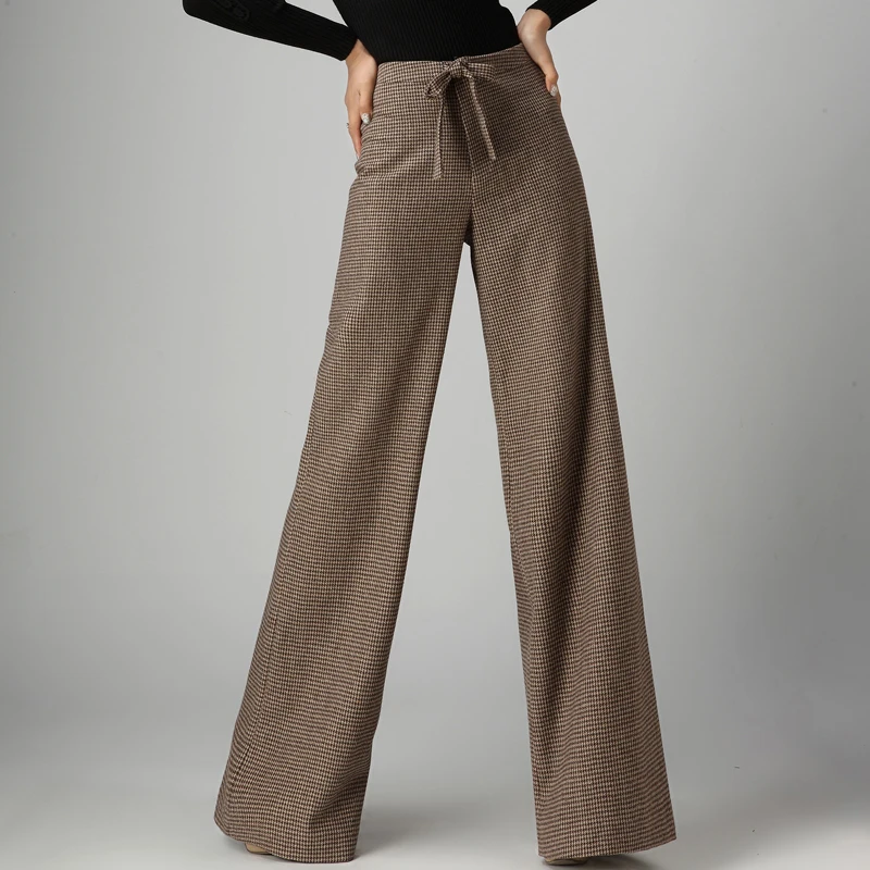 Unique Design Women 2018 Spring Autumn Wide Leg Pants Casual Woolen Trousers Houndstooth Straight Loose Long Pants High Waist OL
Unique Design Women 2018 Spring Autumn Wide Leg Pants Casual Woolen Trousers Houndstooth Straight Loose Long Pants High Waist OL