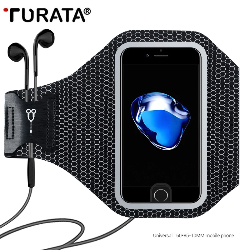 Turata Универсальный Спорт работает повязку для iPhone 5 5S SE 6 6S 7 Plus светоотражающие