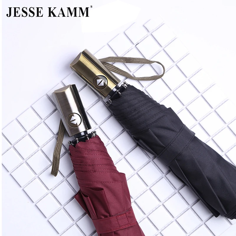

Полностью автоматический зонт JESSE KAMM с ручкой из углеродистой стали, ветрозащитный дождевой Зонт 210T, эпонж, сплав + стекловолокно, 10 ребер для женщин и мужчин