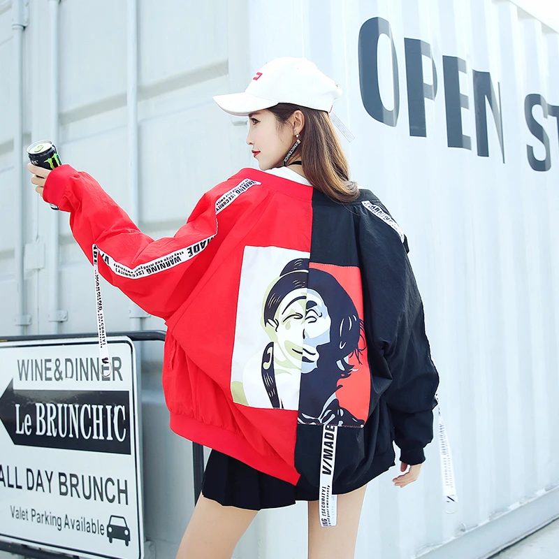 Harajuku Wild loose streamer letters Printed baseball coat thin Sunscreen Zipper Jackets Stitching Outwear Cardigan Tops
Harajuku Wild loose streamer letters Printed baseball coat thin Sunscreen Zipper Jackets Stitching Outwear Cardigan Tops