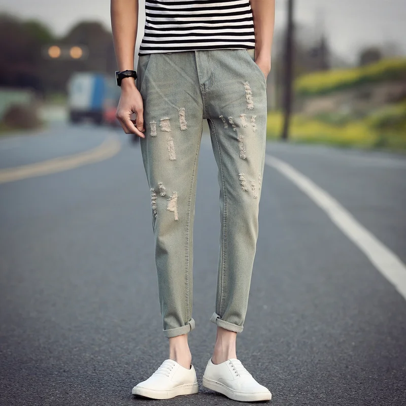 Men's Vintage Jeans Men's Teen Hole Patch Grey Casual Skinny Ankle-Length Jeans Size 28-36
Men's Vintage Jeans Men's Teen Hole Patch Grey Casual Skinny Ankle-Length Jeans Size 28-36