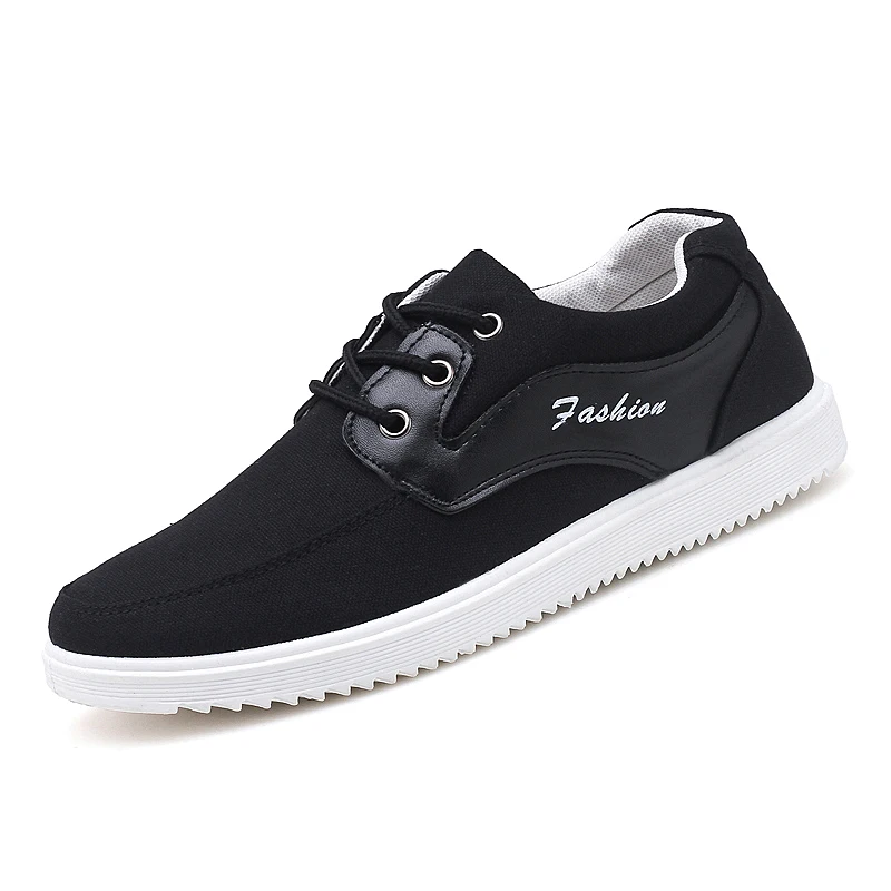 Men Canvas Shoes Lace-up Comfortable Breathable Casual Shoes Mens Loafers 2019 High Quality Shoes Man Flats Men Shoes Black