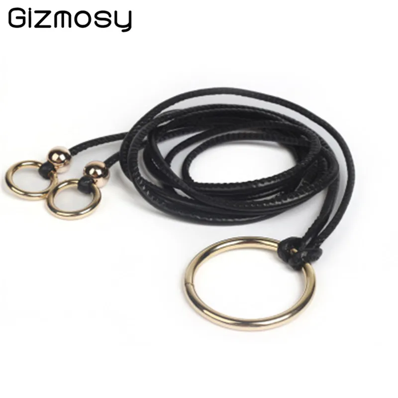 Simple Leather Waist Chain Women's Thin Belt Female Decorative Dress Ring Pendant Adjustable SY5039 | Аксессуары для одежды