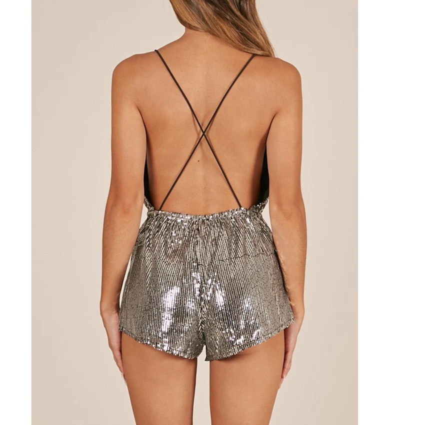 Sexy Women V Neck Sequins Summer Playsuits Deep-V Neck Fashion Nightclub Bodysuit Bandage Backless Beach Party Overalls Clothes
Sexy Women V Neck Sequins Summer Playsuits Deep-V Neck Fashion Nightclub Bodysuit Bandage Backless Beach Party Overalls Clothes