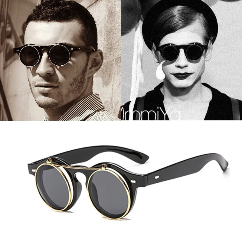 New Flip Up Steampunk Sunglasses Men Round Vintage Sunglass Brand Designer Glasses UV400 okulary zonnebril heren gafas de sol
New Flip Up Steampunk Sunglasses Men Round Vintage Sunglass Brand Designer Glasses UV400 okulary zonnebril heren gafas de sol