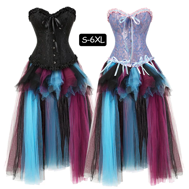 Sexy Gothic Corsets Dress Body Shapers Plus Size Corset Slimming Cinchers waist training Ruffles Gothic Skirt Halloween Costume
Sexy Gothic Corsets Dress Body Shapers Plus Size Corset Slimming Cinchers waist training Ruffles Gothic Skirt Halloween Costume