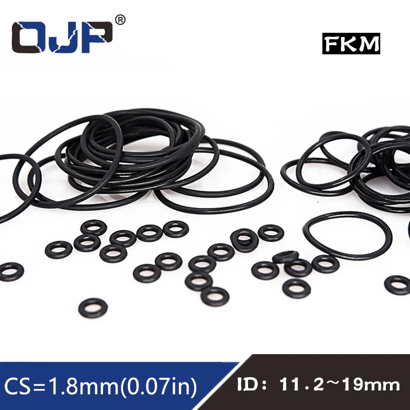 

10PCS/lot Fluorine rubber Rings Black FKM O ring Seal 1.8mm Thickness ID11.2/11.8/12.5/13.2/14/15/16/17/18/19mm Seal Gasket