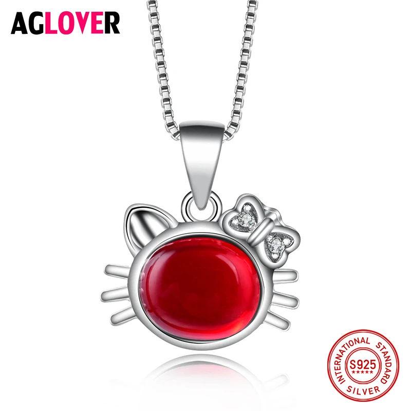 2019 New Brand Design Women Cat Necklace Red Fire Opal Necklaces & Pendants Fashion 925 Sterling Silver Animal Jewelry
2019 New Brand Design Women Cat Necklace Red Fire Opal Necklaces & Pendants Fashion 925 Sterling Silver Animal Jewelry