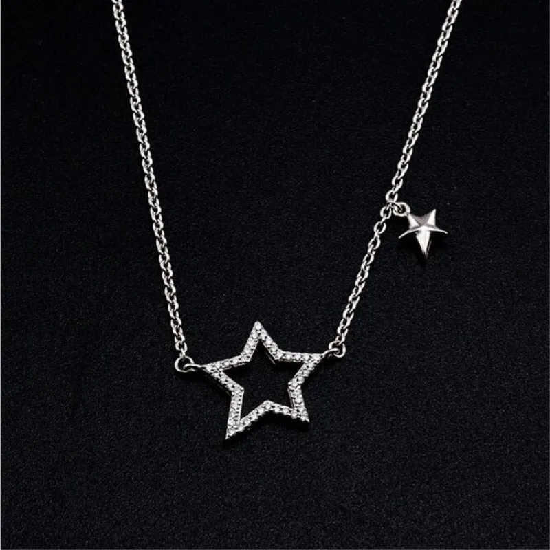 Temperament Fashion Microstrip Star Necklace Pendant 925 Sterling Silver Jewelry Not Allergic Exquisite Necklaces N070 | Украшения и