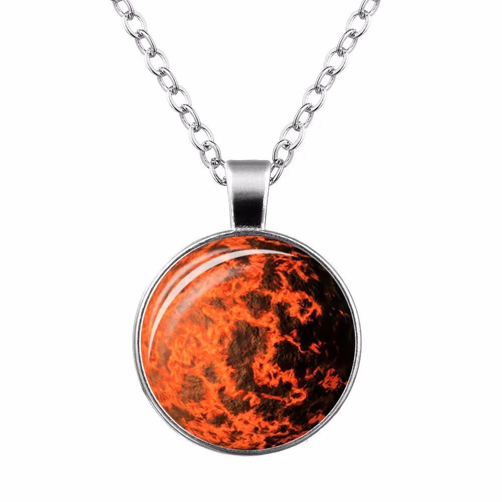 Glow in the Dark Pendant Necklace Glass Luminous Star Series Moon Planet Snap Button |