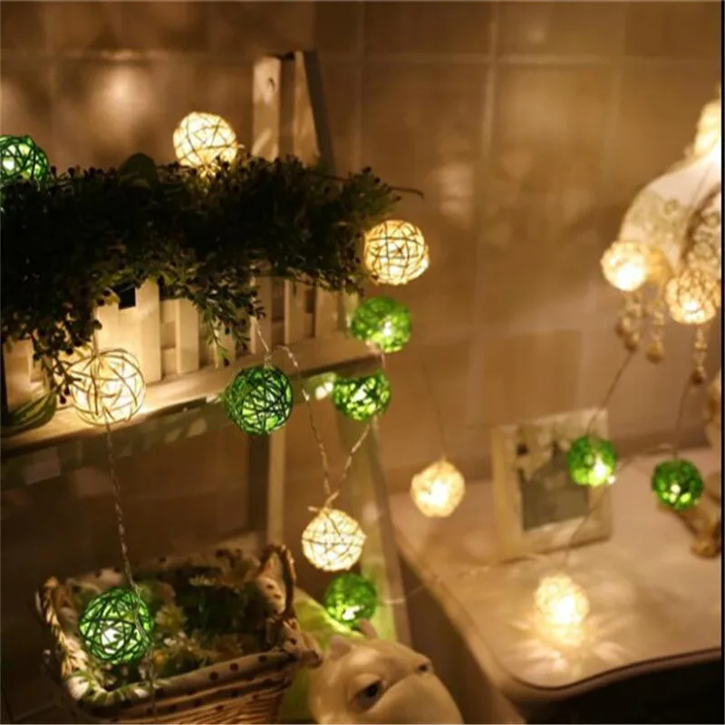 1.5M 10LEDs White Green Rattan Ball String Lights Xmas Wedding Party holiday Bedroom Decor Fairy Lamp Garlands Battery Operated
1.5M 10LEDs White Green Rattan Ball String Lights Xmas Wedding Party holiday Bedroom Decor Fairy Lamp Garlands Battery Operated