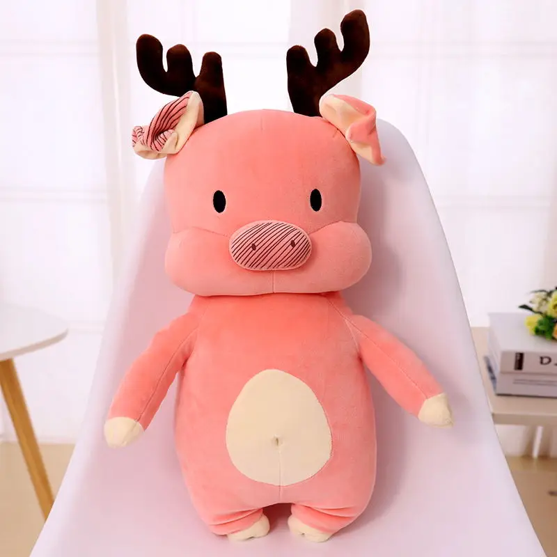 Cartoon piggy Christmas Elk stuffed plush pig toy soft pillow filling down feather cotton gifts for friends | Игрушки и хобби