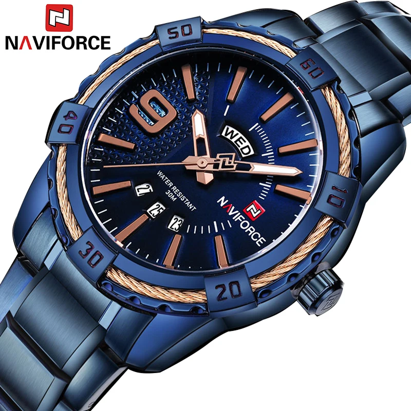 

2018 New Arrival NAVIFORCE Brand Men Luxury Watch Men's Sport Watches 30M Waterproof Stainless Steel Analog Quartz Wristwatches