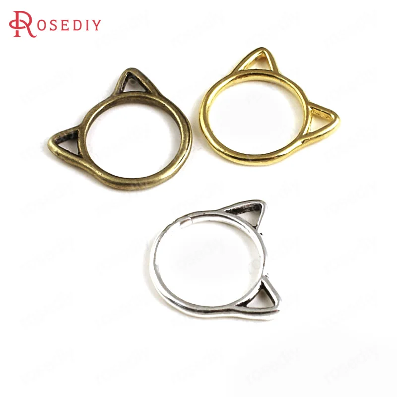 (29830)50PCS 19.5x17MM Antique Style Zinc Alloy Cat Rings Charms Pendants Diy Handmade Jewelry Findings Accessories | Украшения и