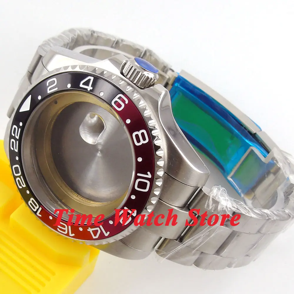 43mm Sapphire glass black red bezel Watch Case with bracelet fit ETA 2836 MIYOTA 8215 Mingzhu 2813 Automatic movement 57
43mm Sapphire glass black red bezel Watch Case with bracelet fit ETA 2836 MIYOTA 8215 Mingzhu 2813 Automatic movement 57