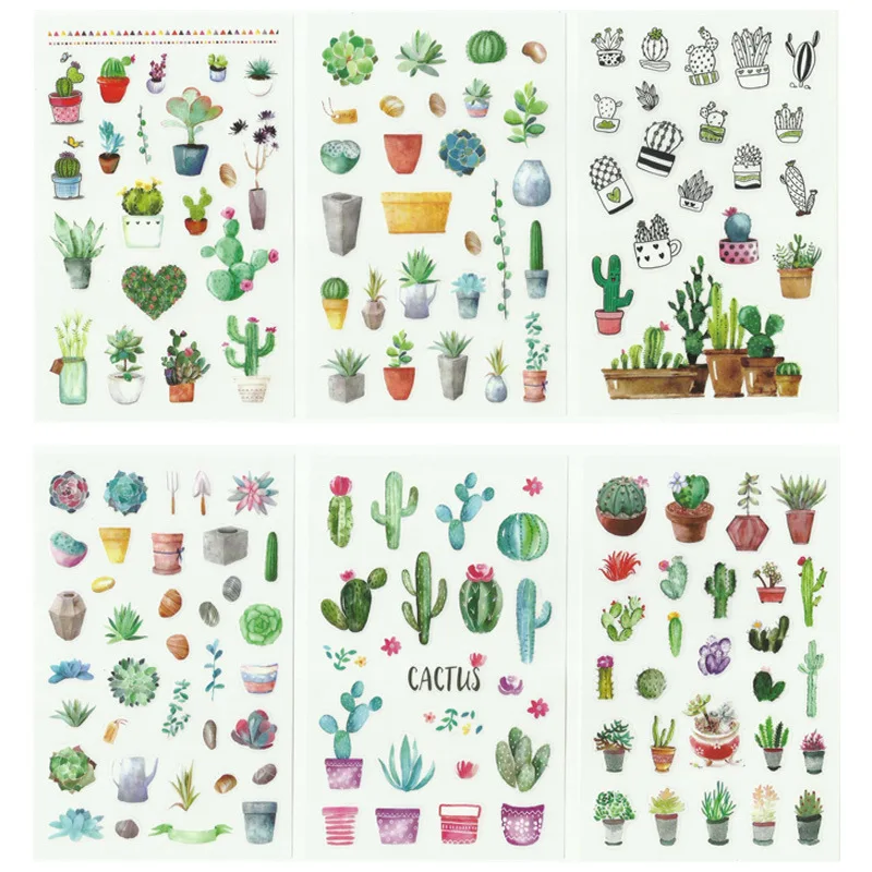 Y11 6 Sheets Fresh Green Cactus Love Adhesive Stickers Decorative Album Diary Stick Label Hand Account Decor Stationery
Y11 6 Sheets Fresh Green Cactus Love Adhesive Stickers Decorative Album Diary Stick Label Hand Account Decor Stationery