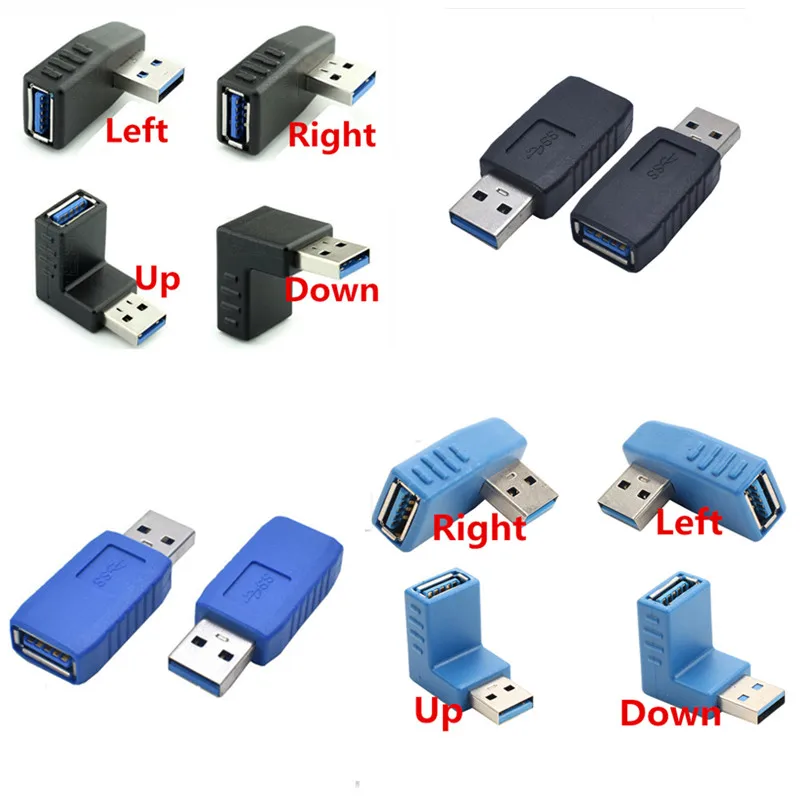 90 градусов вверх вниз влево вправо Угловой USB 3,0 папа к гнезду адаптер для ноутбука ПК черный и синий
90 градусов вверх вниз влево вправо Угловой USB 3,0 папа к гнезду адаптер для ноутбука ПК черный и синий