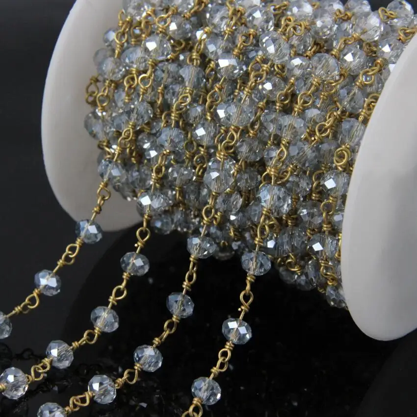 5Meter Light Blue Glass Rondelle beads Rosary Chains,Brass Wire Wrapped Chain bracelet Necklace Jewelry Findings supplies
5Meter Light Blue Glass Rondelle beads Rosary Chains,Brass Wire Wrapped Chain bracelet Necklace Jewelry Findings supplies
