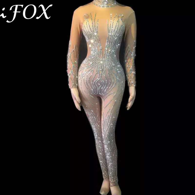 Silver Rhinestones Sexy Jumpsuit Women Singer Dancer Stage Dance Costume Nightclub DJ Costume Birthday Party Bodysuit Outfit
Silver Rhinestones Sexy Jumpsuit Women Singer Dancer Stage Dance Costume Nightclub DJ Costume Birthday Party Bodysuit Outfit