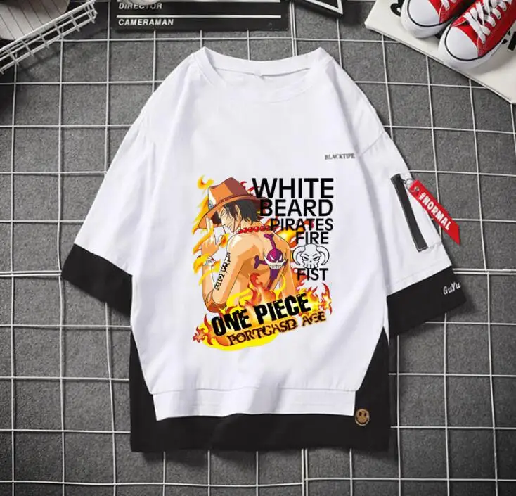 New Anime One Piece t-shirt Luffy Cosplay Costume fashion Fake two piece t shirt tops
New Anime One Piece t-shirt Luffy Cosplay Costume fashion Fake two piece t shirt tops